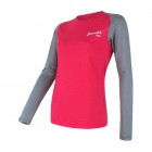 Dámské triko Sensor Merino Active PT Logo dl.rukáv růžová se šedou logo